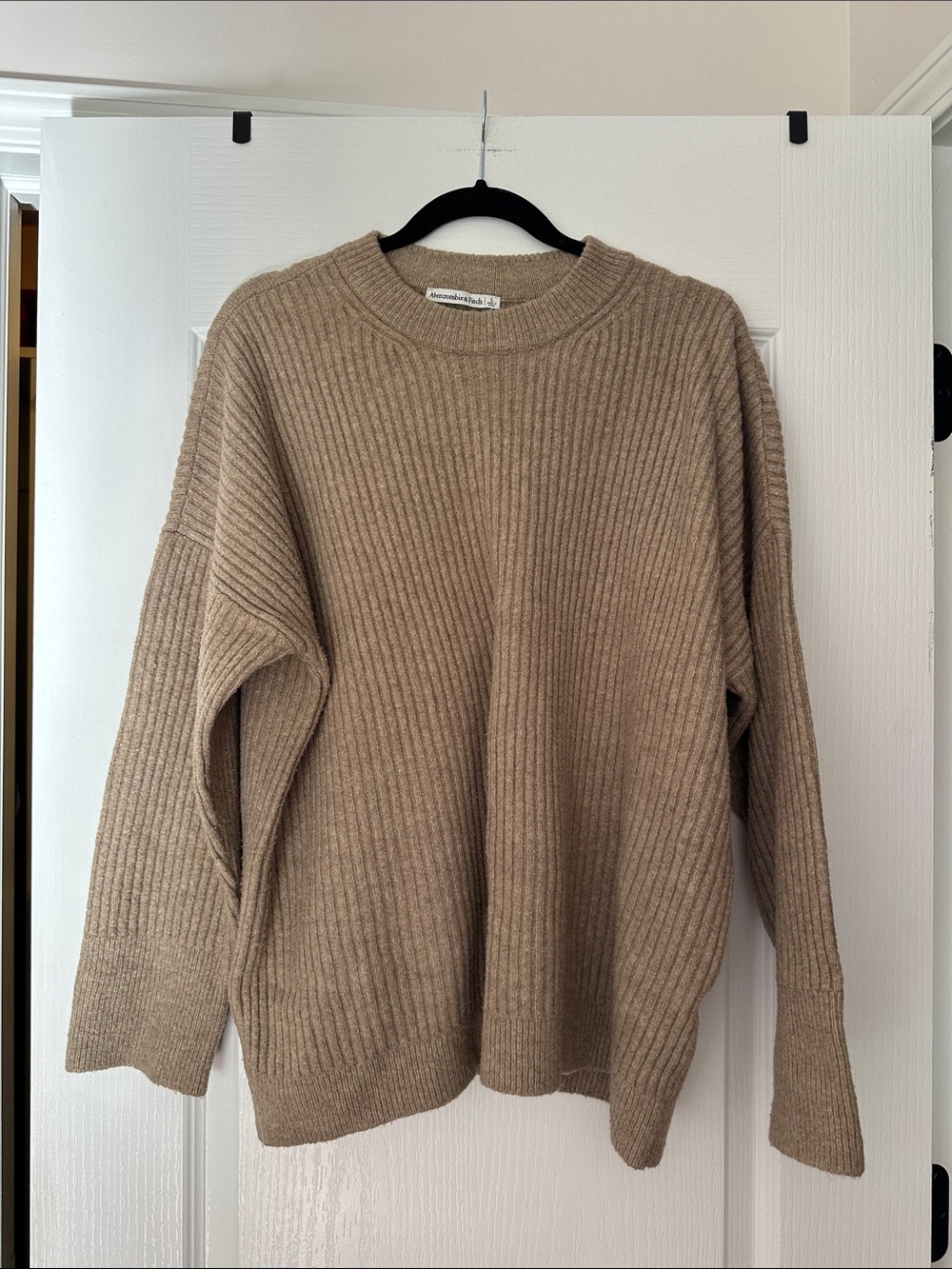 Abercrombie & Fitch Ribbed Crewneck Sweater - Taupe